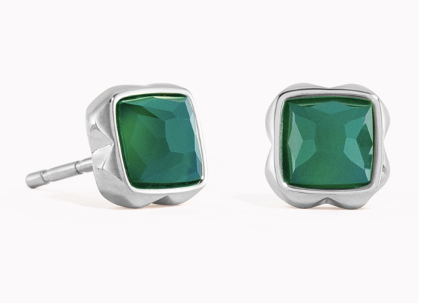 Coeur de Lion Silver Studs Green Agate - May